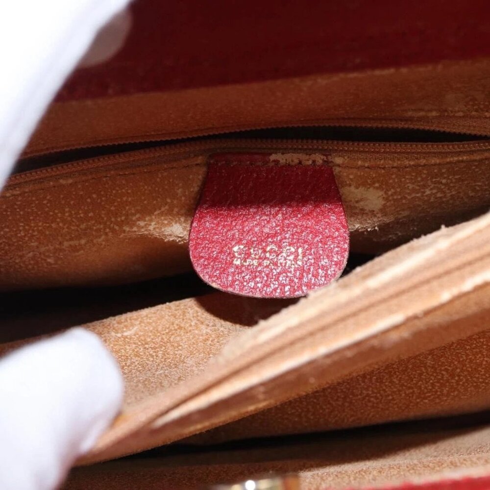 GUCCI Bamboo Hand Bag Leather Red Gold 002 0260 2615 Auth ep12137 - Picture 13 of 16